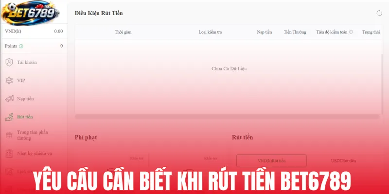 Yêu cầu cần biết khi rút tiền BET6789